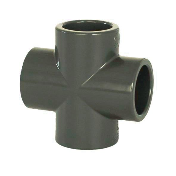 PVC tvarovka - kríž 32 mm, DN=32 mm, d=43 mm,  lepenie / lepenie