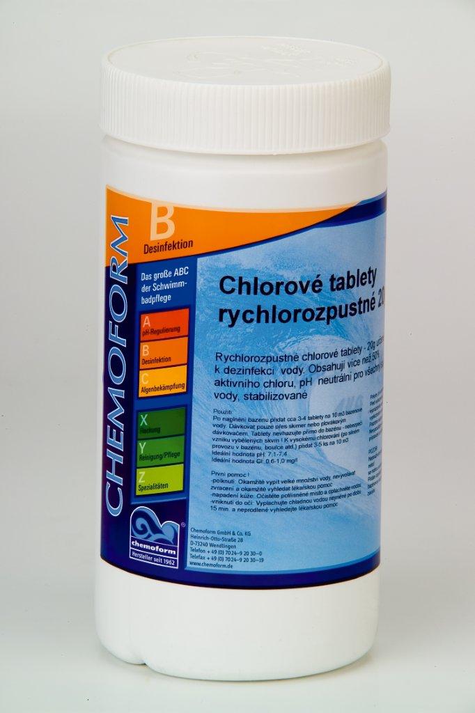 Chlórové tablety Mini 1 kg, tableta 20 g, rychlorozpustné