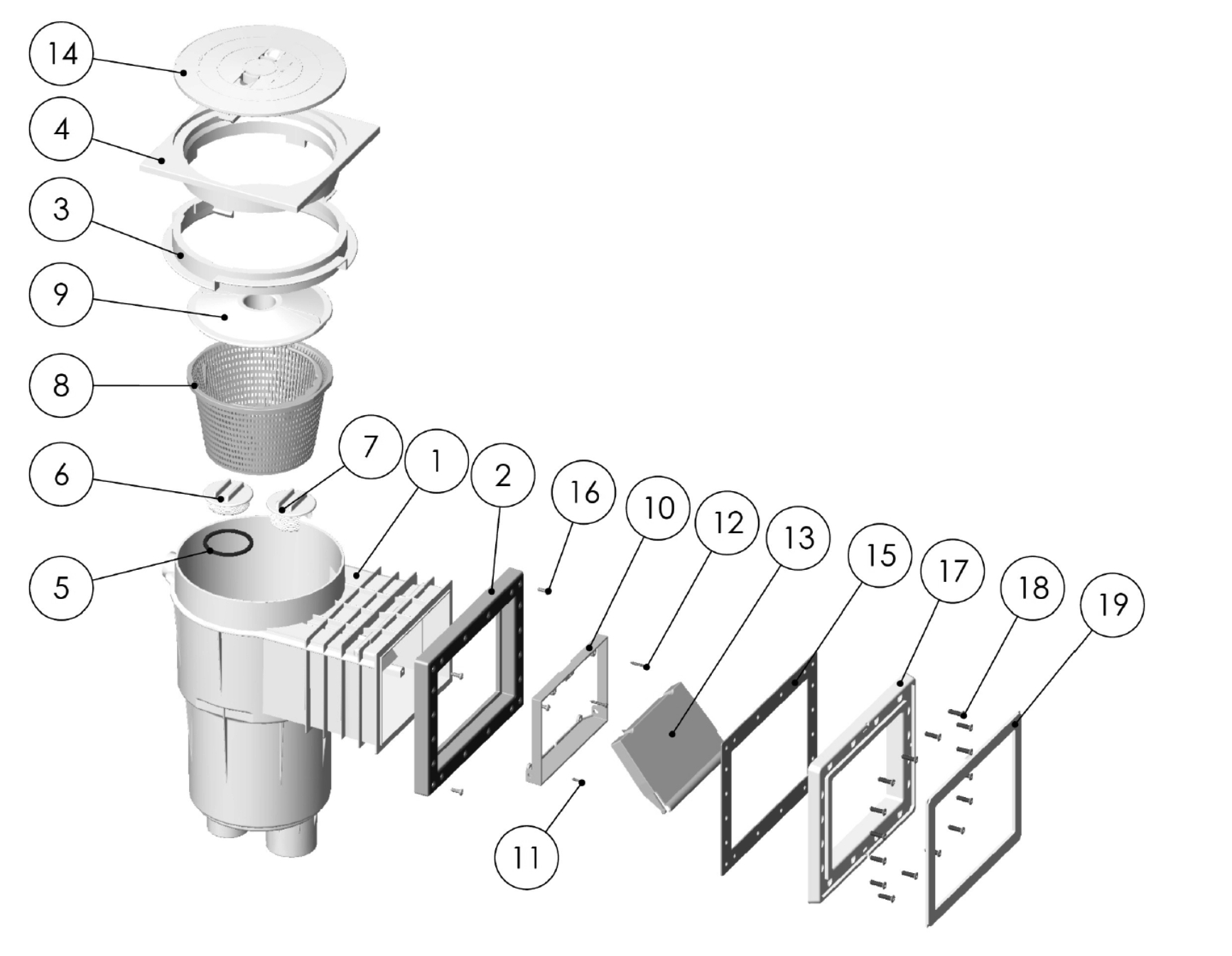 Skimmer 17,5 l standardní hrdlo, pro folii Bazény Vágner Pool