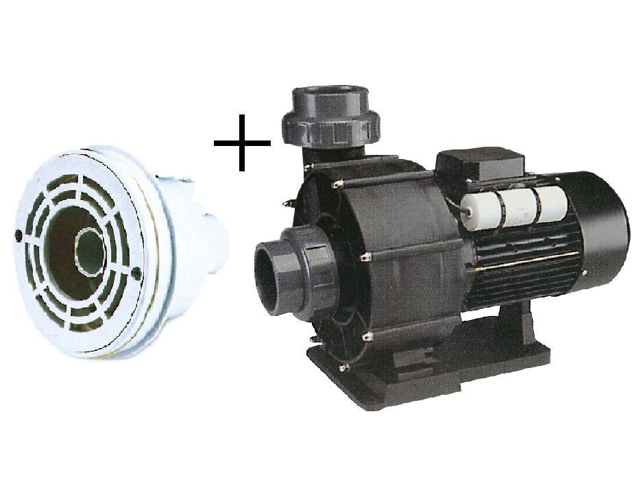 Pumpe 66 m3/h, 230 V, 2,2 kW+Gegenstromkopf (Düse 40 mm+Ansaugung)