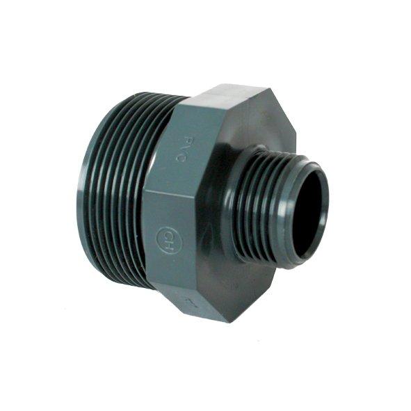 PVC Fitting - Doppelnippel reduziert 1 1/4“ x 1“ ext., Außengewinde / Außengewinde