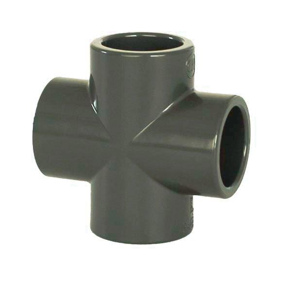 PVC Fitting - Kreuzstück 25 mm, DN=25 mm, d=35 mm, Kleben / Kleben