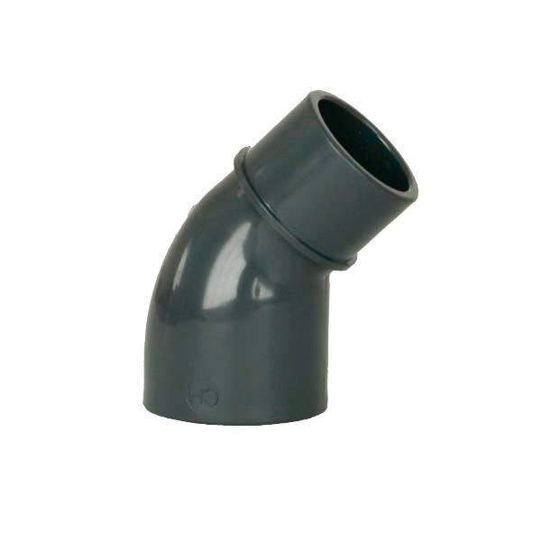 PVC Fitting - Winkel 45° DN=63 mm int. x D=63 mm ext., Kleben / Kleben