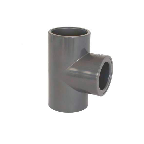 PVC Fitting - T-Stück 90° reduzier 63 x 50 mm, DN=63/50 mm, d=75 mm, Kleben / Kleben