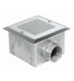St. steel main drain square, for liner - thin grating