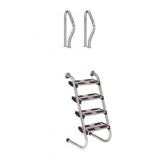 Ladder stainless steel two-piece Ergo  4 stairs (flange)