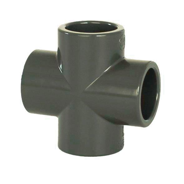 PVC Fitting - Kreuzstück 63 mm, DN=63 mm, d=75 mm, Kleben / Kleben