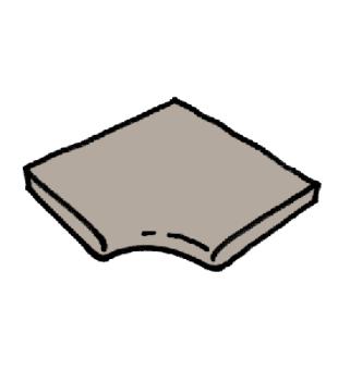 Sahara rounded curbstone - grey - R50 Int. angle, 1pc 