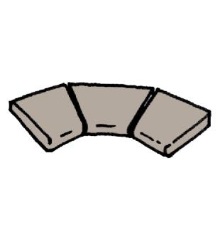 Sahara rounded curbstone - grey - R500 Int. angle, 3pcs 