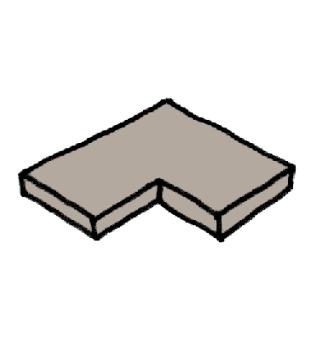 Sahara rounded curbstone - grey -  90Int. angle - 1pc